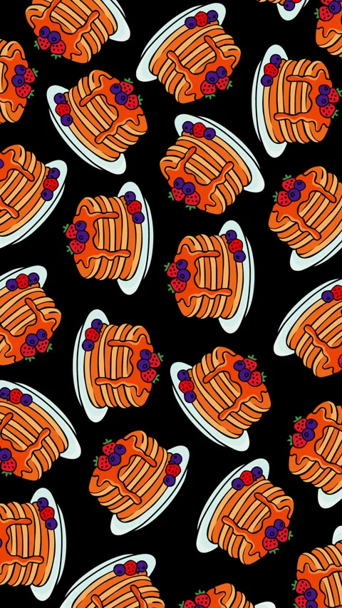 Cute Cartoon Pancake Pattern Animation Background  Berry Topping Breakfast F Stock Footage 348065584
