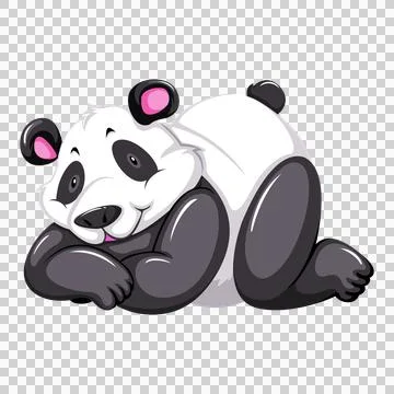 Cute cartoon panda bear lying down smiling Ilustração Stock