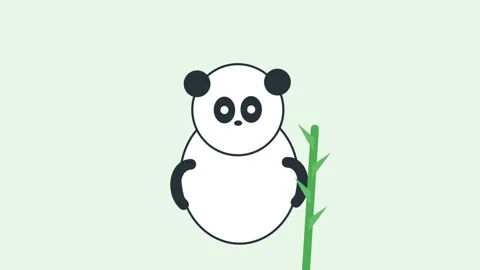 Cute cartoon panda bear standing with bamboo stalk animation. Stock Footage 333778547