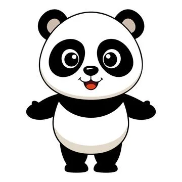 Cute cartoon panda bear standing isolated on white background design Stock Illustration