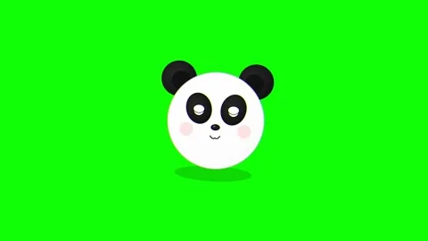 Cute Cartoon Panda Head Animation on Green Screen 4K Video Video stock 333598989
