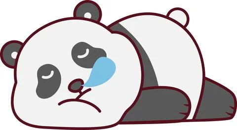 Cute Cartoon Panda Lying Down Deeply Sleeping 库存插图