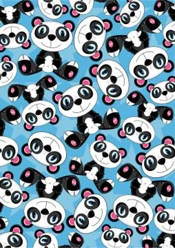 Cute Cartoon Panda Pattern Stock Illustration