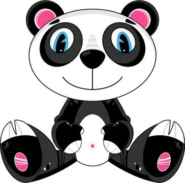 Cute Cartoon Panda Pattern Stock Illustration