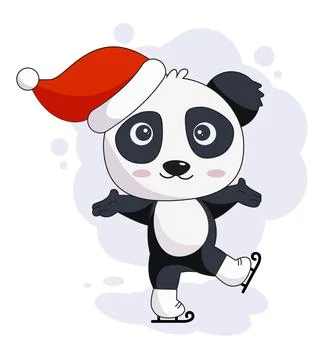 Cute cartoon panda skating vector illustration イラスト素材