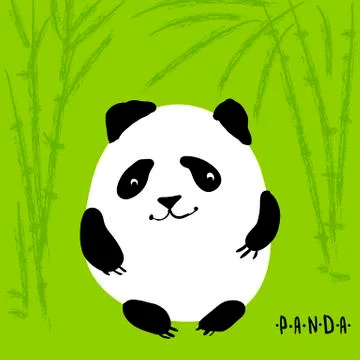 Cute cartoon panda, vector character Stock Illustration
