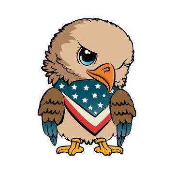 Cute cartoon patriotic eagle. Vector stock illustration. 스톡 일러스트