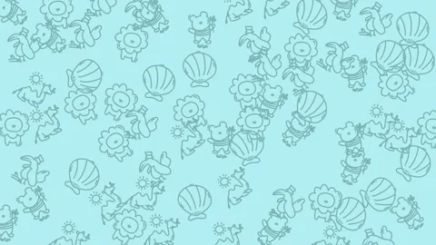 Cute Cartoon Pattern Background with Flowers, Shells, and Teddy Bears. Stock Footage 321854434