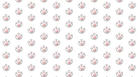 Cute cartoon paws on a white background - loop. Stock Footage 316740947