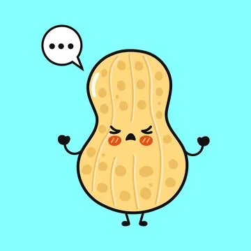 Cute cartoon peanut character feeling angry and frustrated Stock Illustration