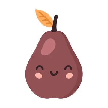 Cute cartoon pear fruit vector illustration Illustrazione stock