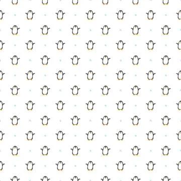 Cute Cartoon penguin seamless pattern background. Vector Illustration. Illustrazione stock
