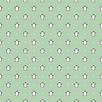Cute Cartoon penguin seamless pattern background. Vector Illustration. Stock Illustration