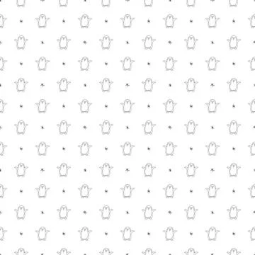 Cute Cartoon penguin seamless pattern background. Vector Illustration. Stock Illustration