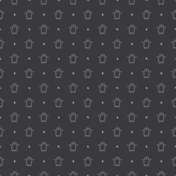 Cute Cartoon penguin seamless pattern background. Vector Illustration. Illustrazione stock