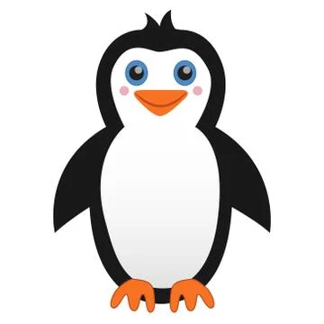 Cute Cartoon Penguin Vector Stock Illustration