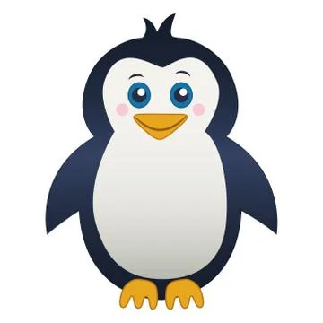 Cute Cartoon Penguin Vector on Isolated White Background Stock Illustration