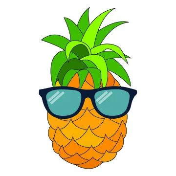 Cute cartoon pineapple with sunglass Stock Illustration