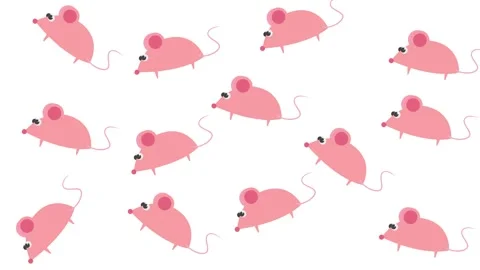 Cute Cartoon Pink Mouse Seamless Pattern on White Background for Kids Design Stock Footage 345539199
