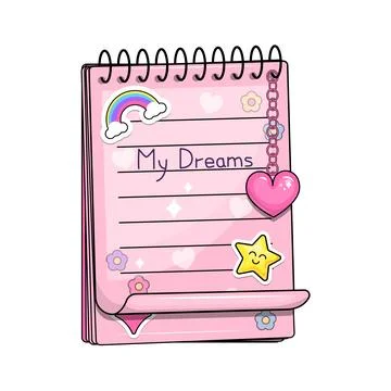 Cute cartoon pink notebook. Stock Illustration