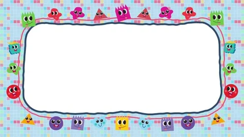 Cute Cartoon Pixel Arcade Frame Loop with Smiling Shapes Stock Footage 345308298
