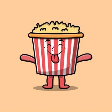 Cute cartoon Popcorn with flashy expression Stock Illustration