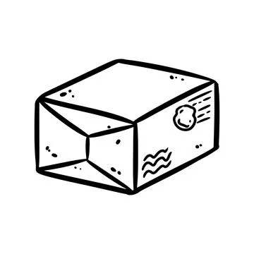 Cute cartoon post package doodle image. Snail mail logo. Media highlights gra Illustrazione stock