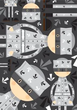 Cute Cartoon Prisoner Pattern Illustrazione stock