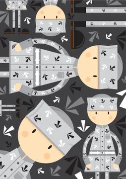 Cute Cartoon Prisoner Pattern 스톡 일러스트