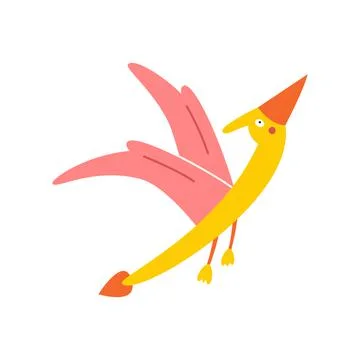Cute cartoon pterodactyl on a white background, vector illustration 스톡 일러스트