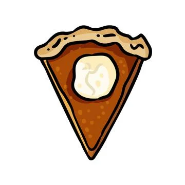 Cute cartoon pumpkin pie slice doodle. Isolated logo graphic image Stock Illustration