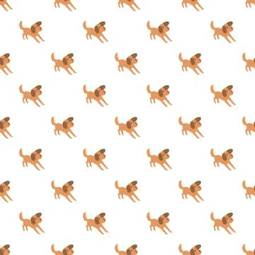 Cute cartoon puppy seamless pattern background Stock Illustration