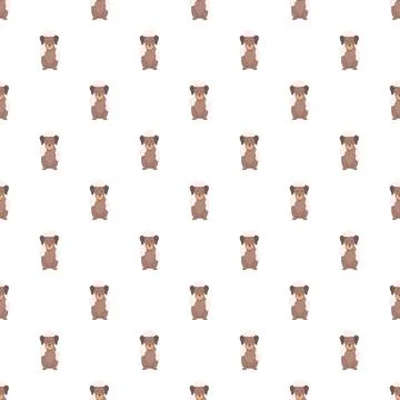 Cute cartoon puppy seamless pattern on white background Stock Illustration