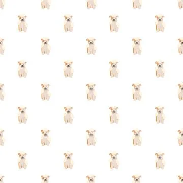 Cute cartoon puppy seamless pattern on white background Stock Illustration
