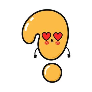 Cute cartoon question mark character with heart eyes and kissy face Illustration