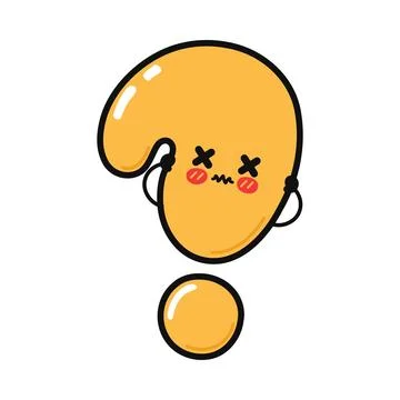 Cute cartoon question mark character looking exhausted and confused Stock Illustration