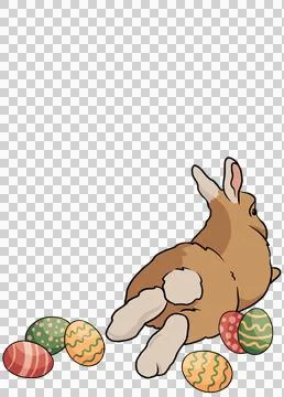 Cute cartoon rabbit, Illustration of Easter Bunny with Colorful Eggs isolate Stock Illustration