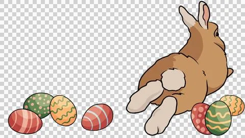 Cute cartoon rabbit, Illustration of Easter Bunny with Colorful Eggs isolate  Stock Illustration