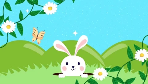 Cute cartoon rabbit video Stock Footage 337006835