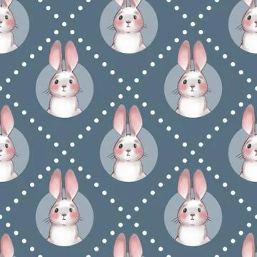 Cute cartoon rabbits. Seamless pattern Stock Illustration
