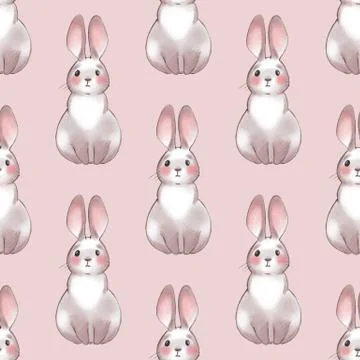 Cute cartoon rabbits. Seamless pattern Stock-Illustration
