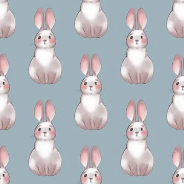 Cute cartoon rabbits. Seamless pattern Stock-Illustration