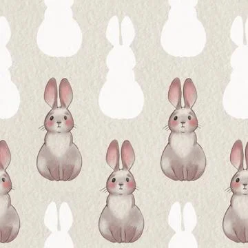 Cute cartoon rabbits. Seamless pattern Stock Illustration