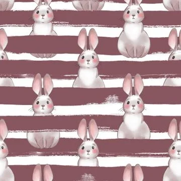 Cute cartoon rabbits. Seamless pattern Stock Illustration