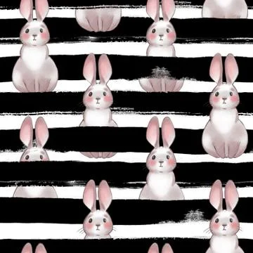 Cute cartoon rabbits. Seamless pattern Stockillustratie