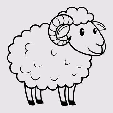 Cute Cartoon Ram sheep Vector illustration Stock Illustration
