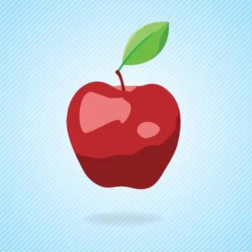 Cute cartoon red apple. Vector illustration Illustrazione stock
