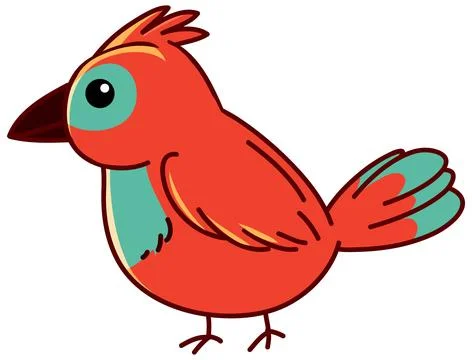 Cute Cartoon Red Bird Vector Illustration Isolated on White Stock Illustration