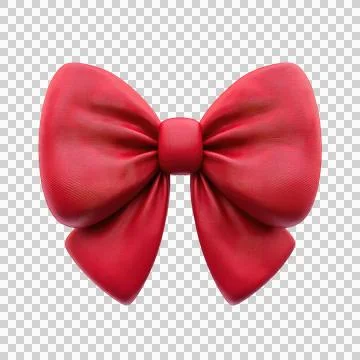 Cute Cartoon Red Bow in Smooth Rounded Shape with Transparent Background fo.. Stock Illustration