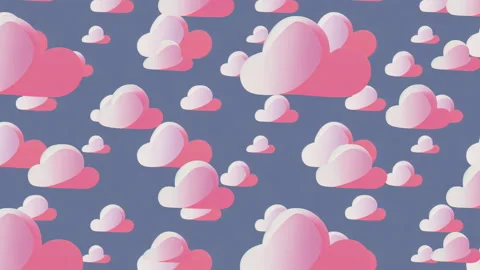 Cute cartoon red clouds looped background Stock Footage 224023277